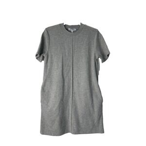 Steve Madden Sweater Dress Size Small Heather Grey‎ Short Sleeve Pockets Casual